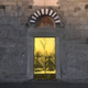 The main door of Santomato’s church of Maria Assunta in Pistoia, Tuscany.